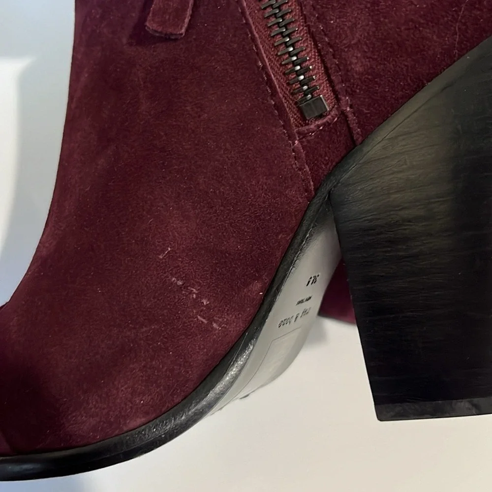 Rag & Bone‎ Women's Burgundy Margot Suede Leather Ankle Boots Sz 8.5 Zippers